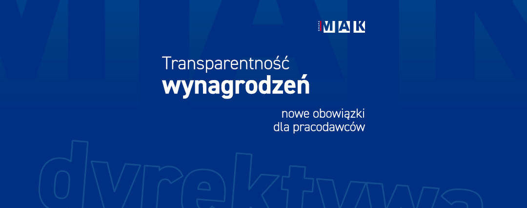 Granatowa miniatura do wpisu na której znajduje się napis Transparentność wynagrodzeń - nowe obowiązki dla pracowników.